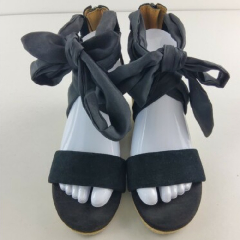 UGG Black espadrille Sandals with Elegant Ribbon Ties
